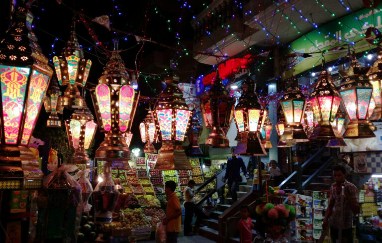 Ramadan lanterns decorating a street in Cairo, Egypt during Ramadan 2026